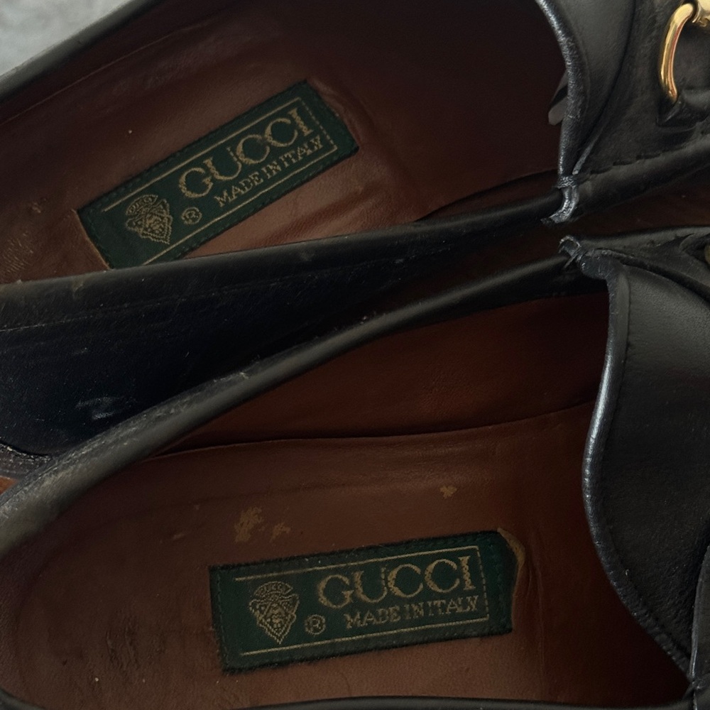 Vintage Gucci 1980s Black Leather Loafers Men’s 10.5 - Picture 2 of 6